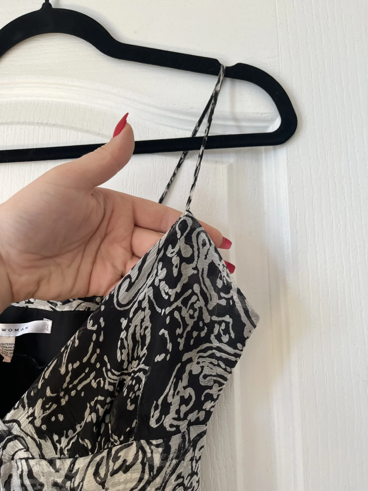 Image for Zara black and white silk patterned dress size M