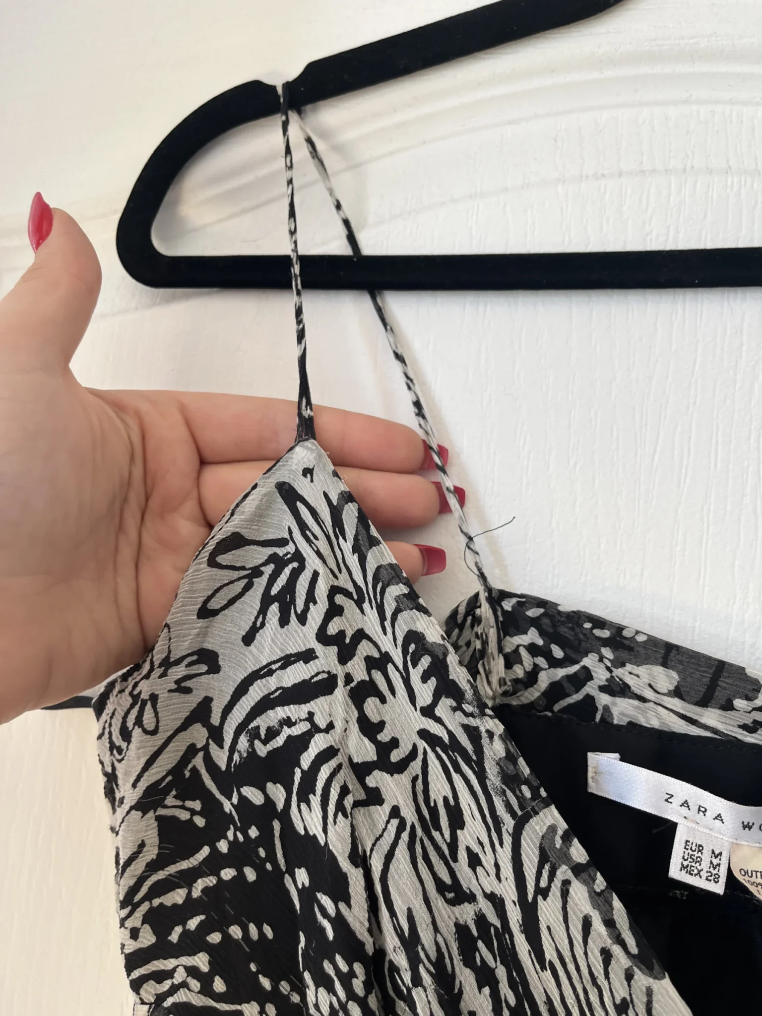 Image for Zara black and white silk patterned dress size M