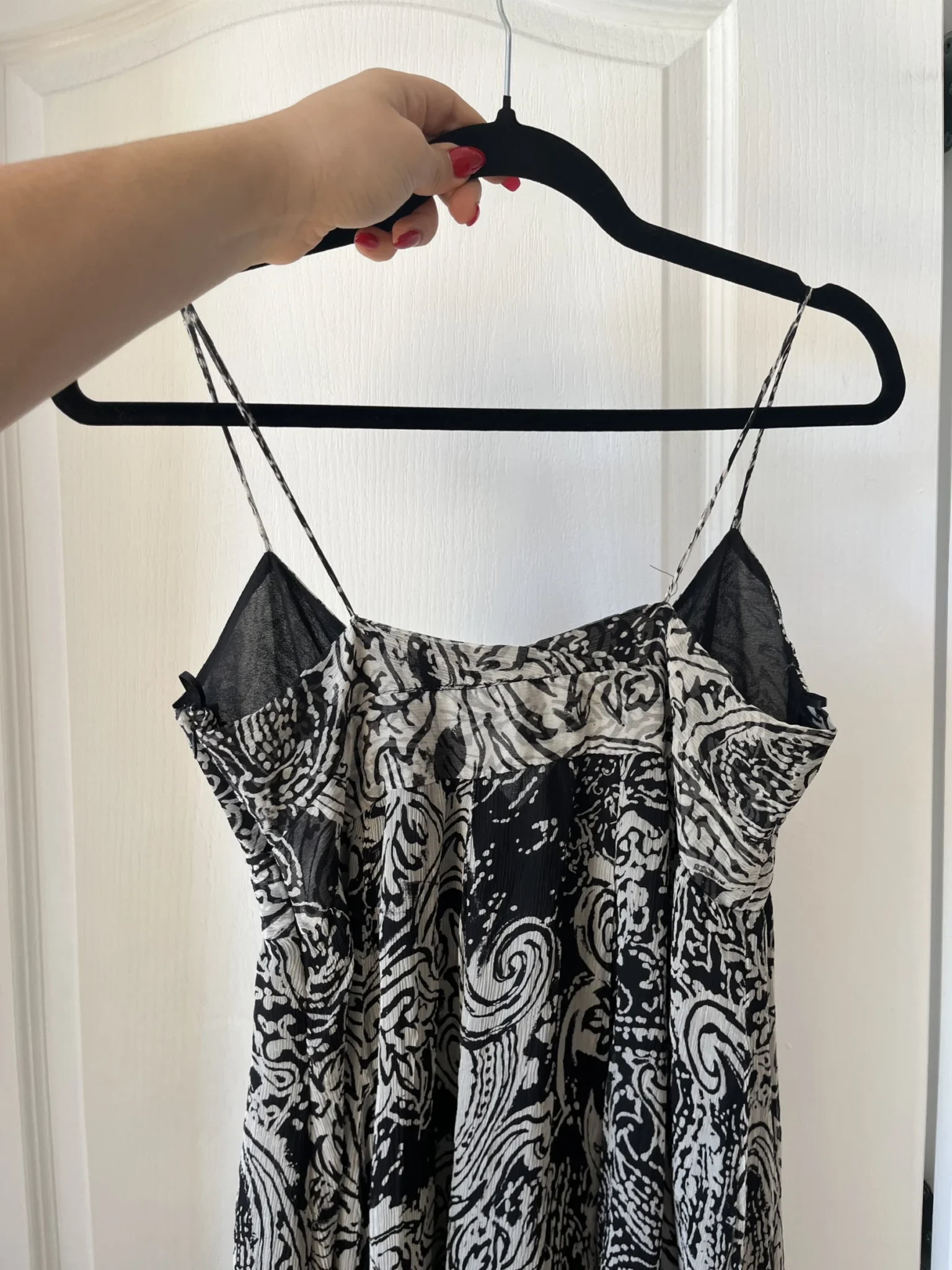Image for Zara black and white silk patterned dress size M