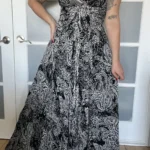 Thumbnail for Zara black and white silk patterned dress size M