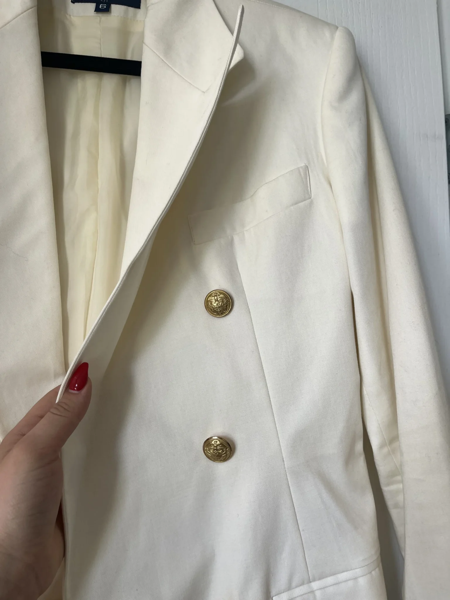 Image for Ralph Lauren blazer size 6 beige gold buttons