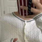 Thumbnail for HM white cardigan with black details