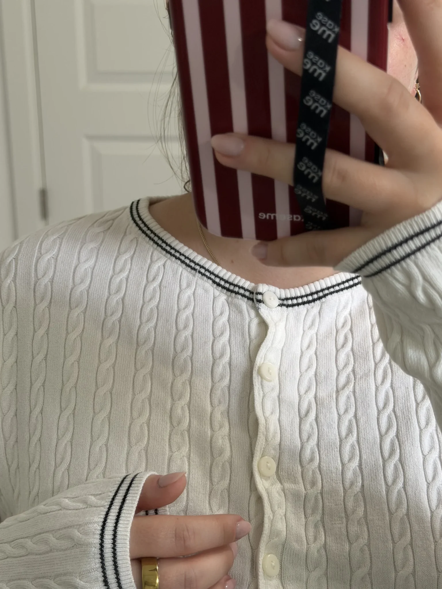Image for HM white cardigan with black details
