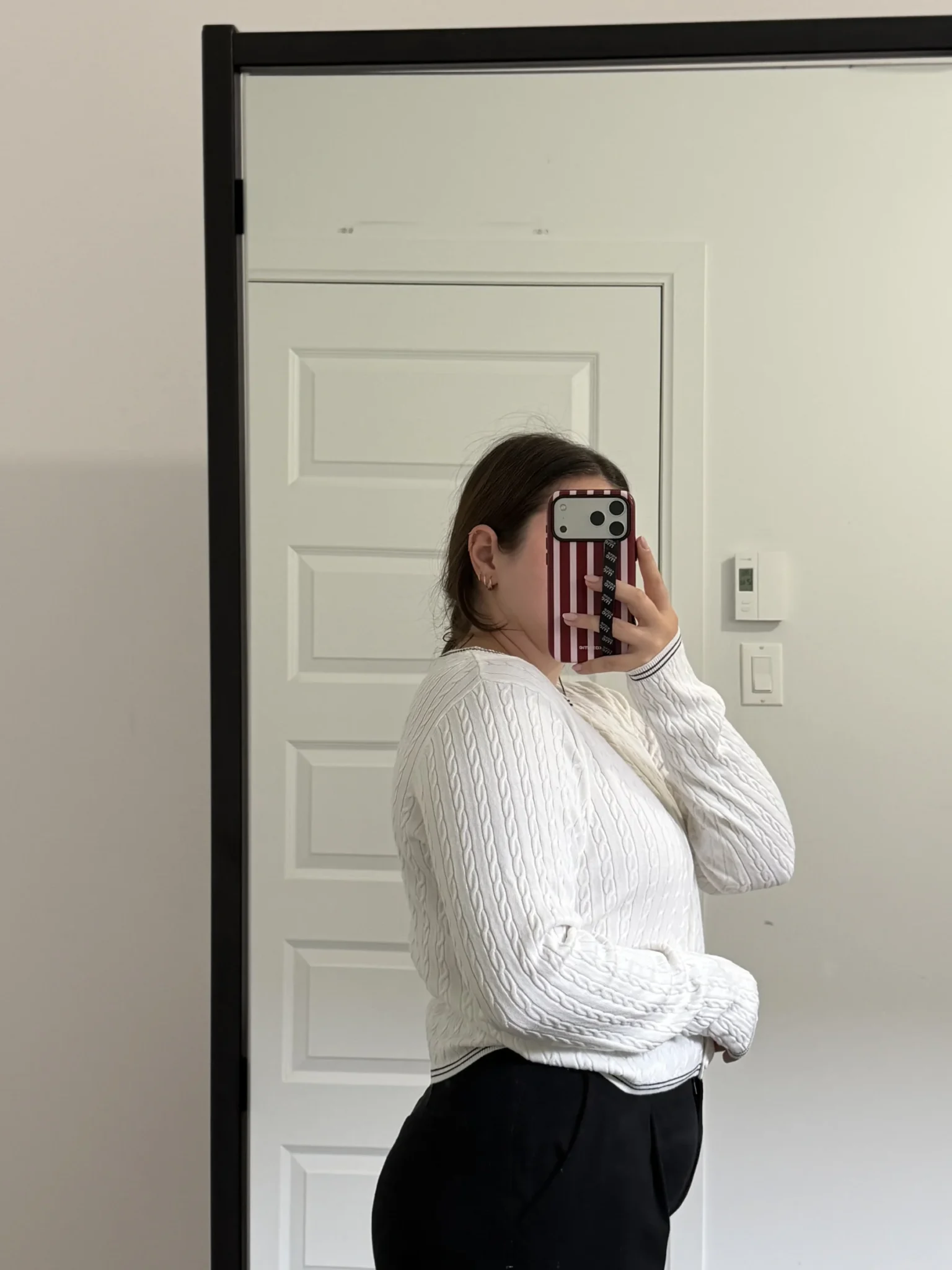 Image for HM white cardigan with black details