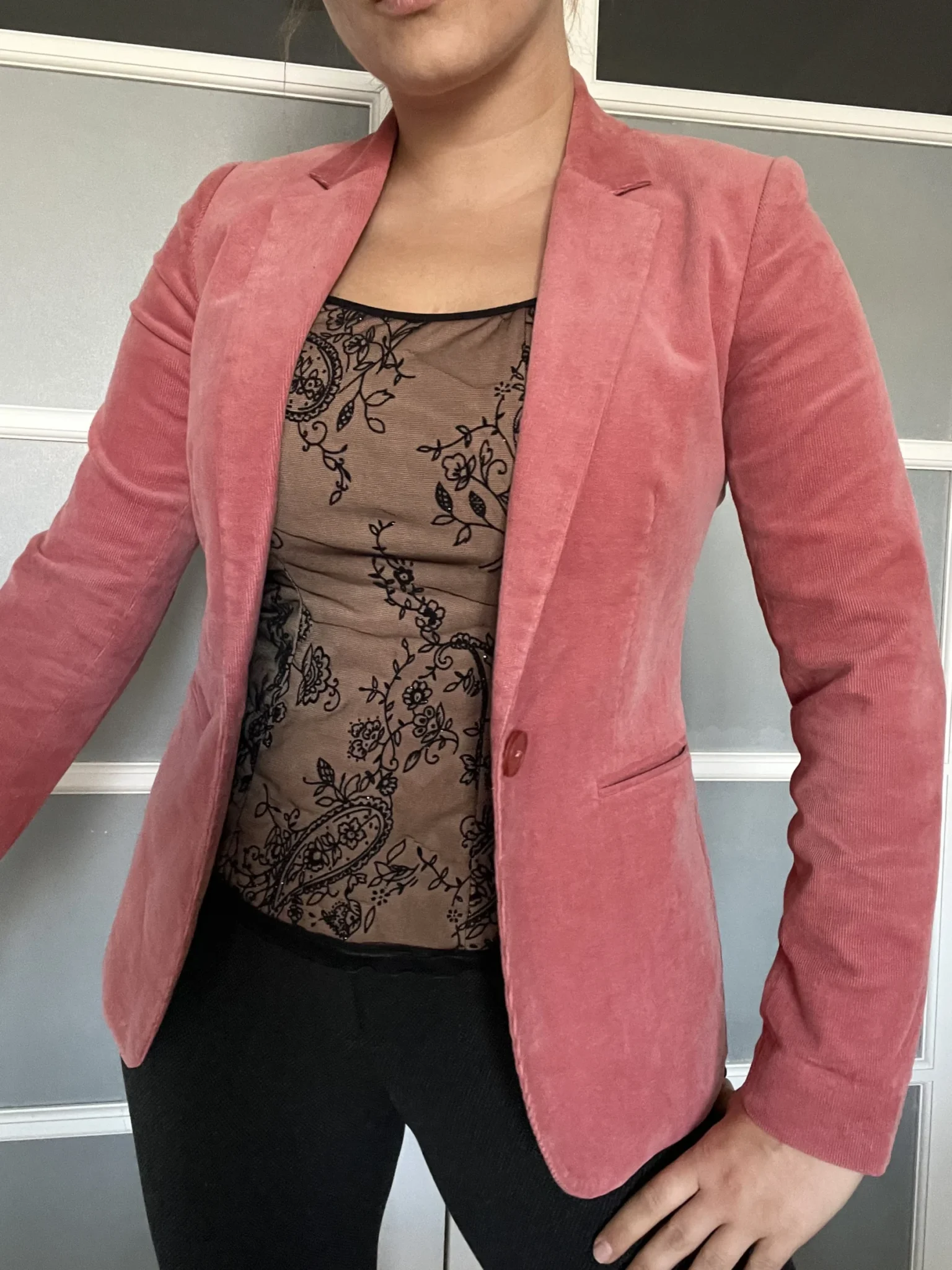 Image for Massimo Dutti women's pink velvet jacket size 38