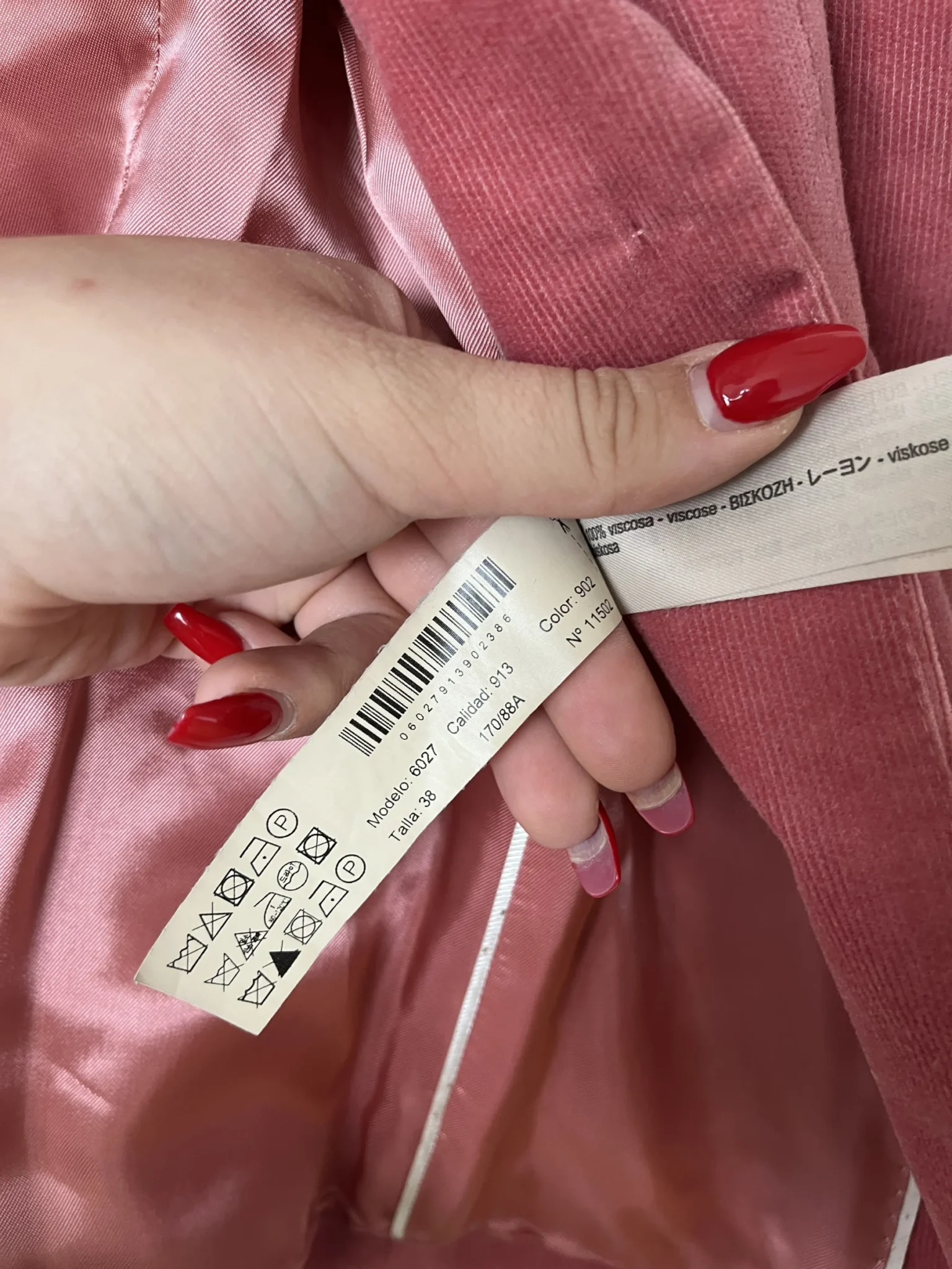 Image for Massimo Dutti women's pink velvet jacket size 38
