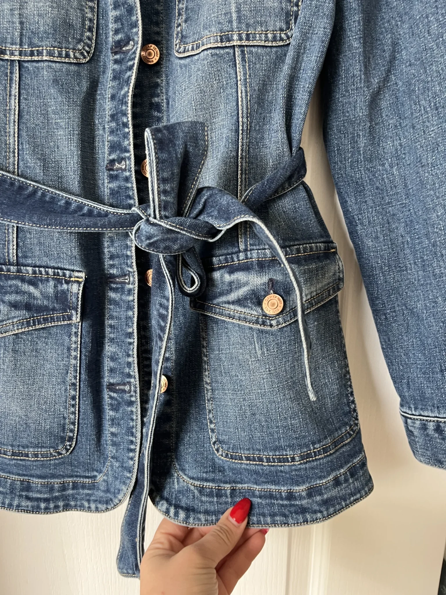 Image for Gap women's M denim jacket with gathered sleeves