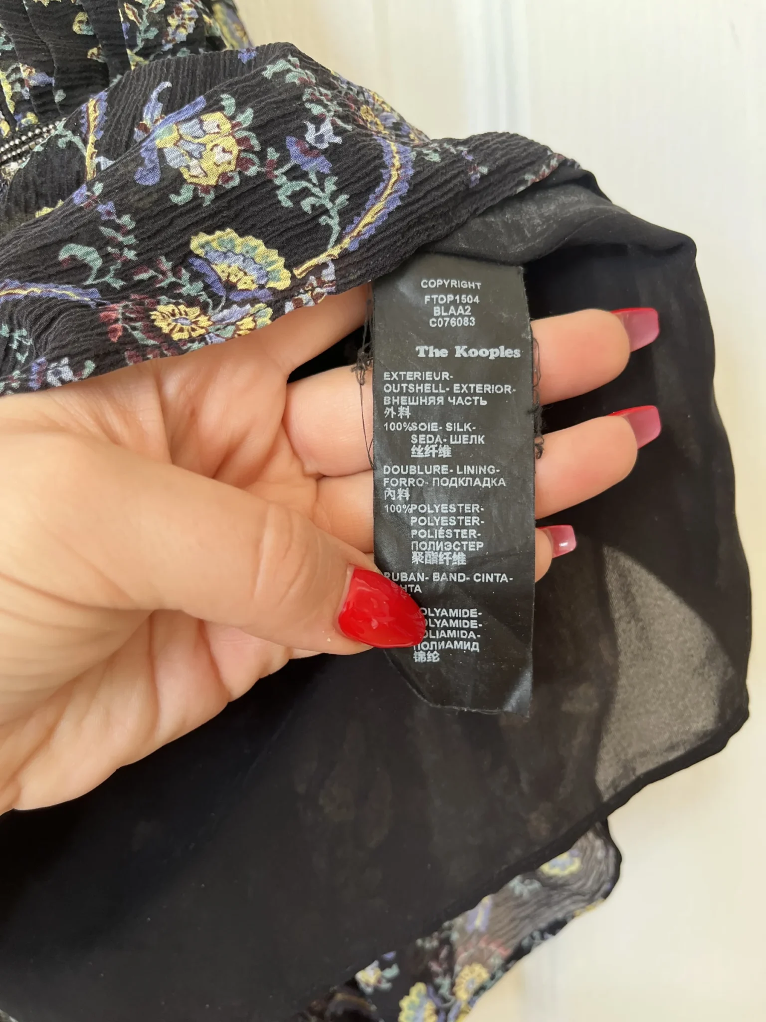 Image for The Kooples Sunrise silk floral top size 1 or M