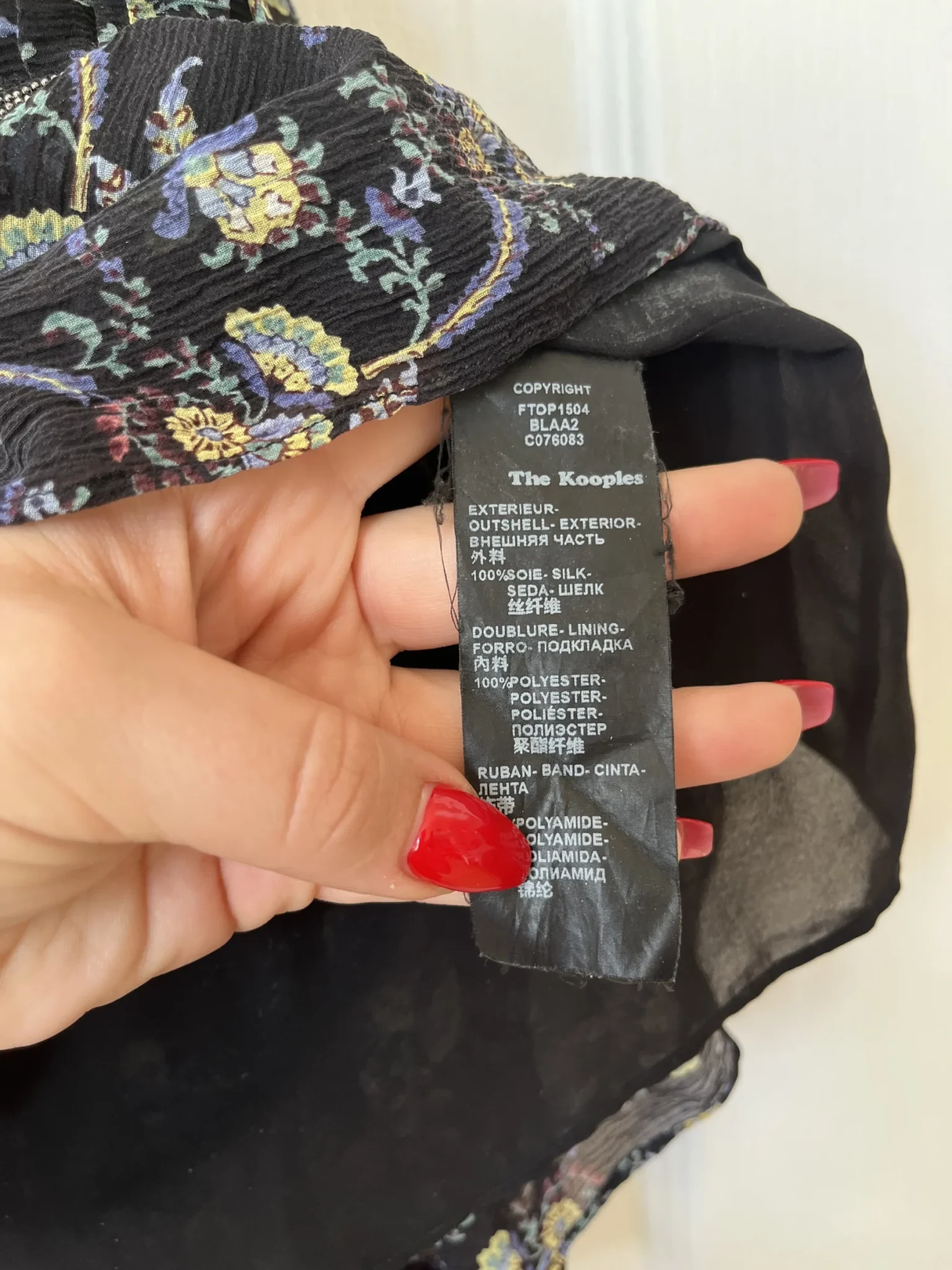 Image for The Kooples Sunrise silk floral top size 1 or M