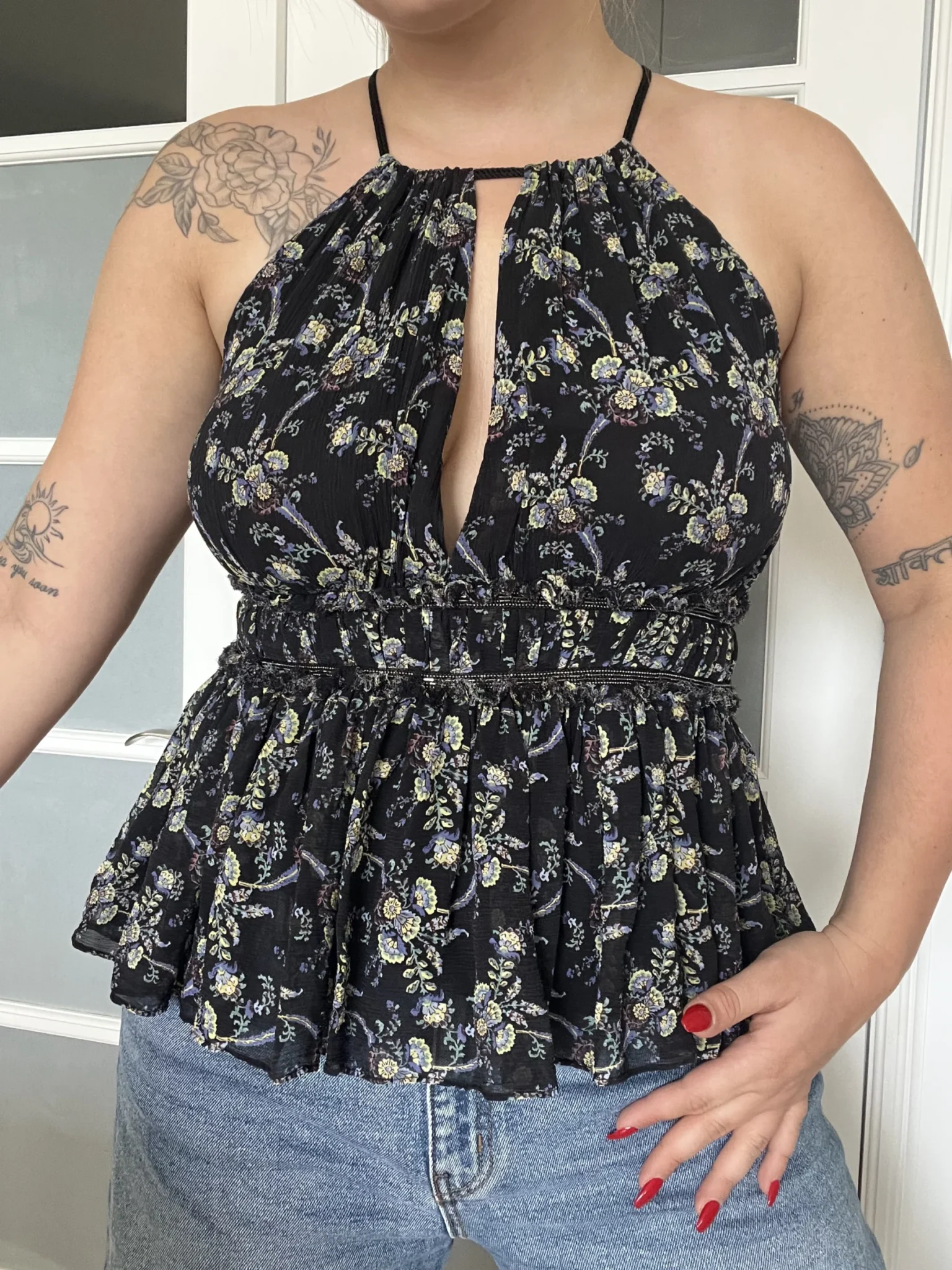 Image for The Kooples Sunrise silk floral top size 1 or M