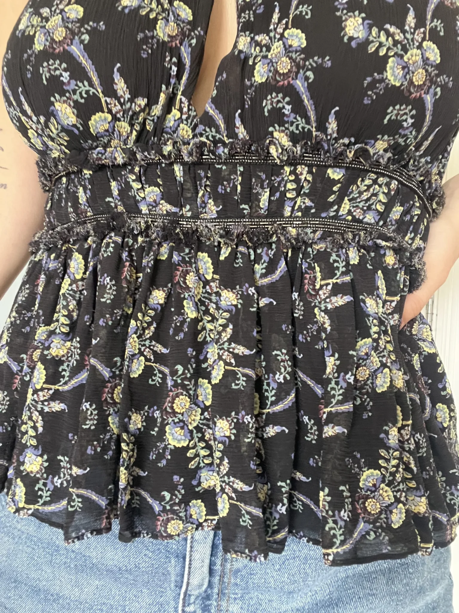 Image for The Kooples Sunrise silk floral top size 1 or M