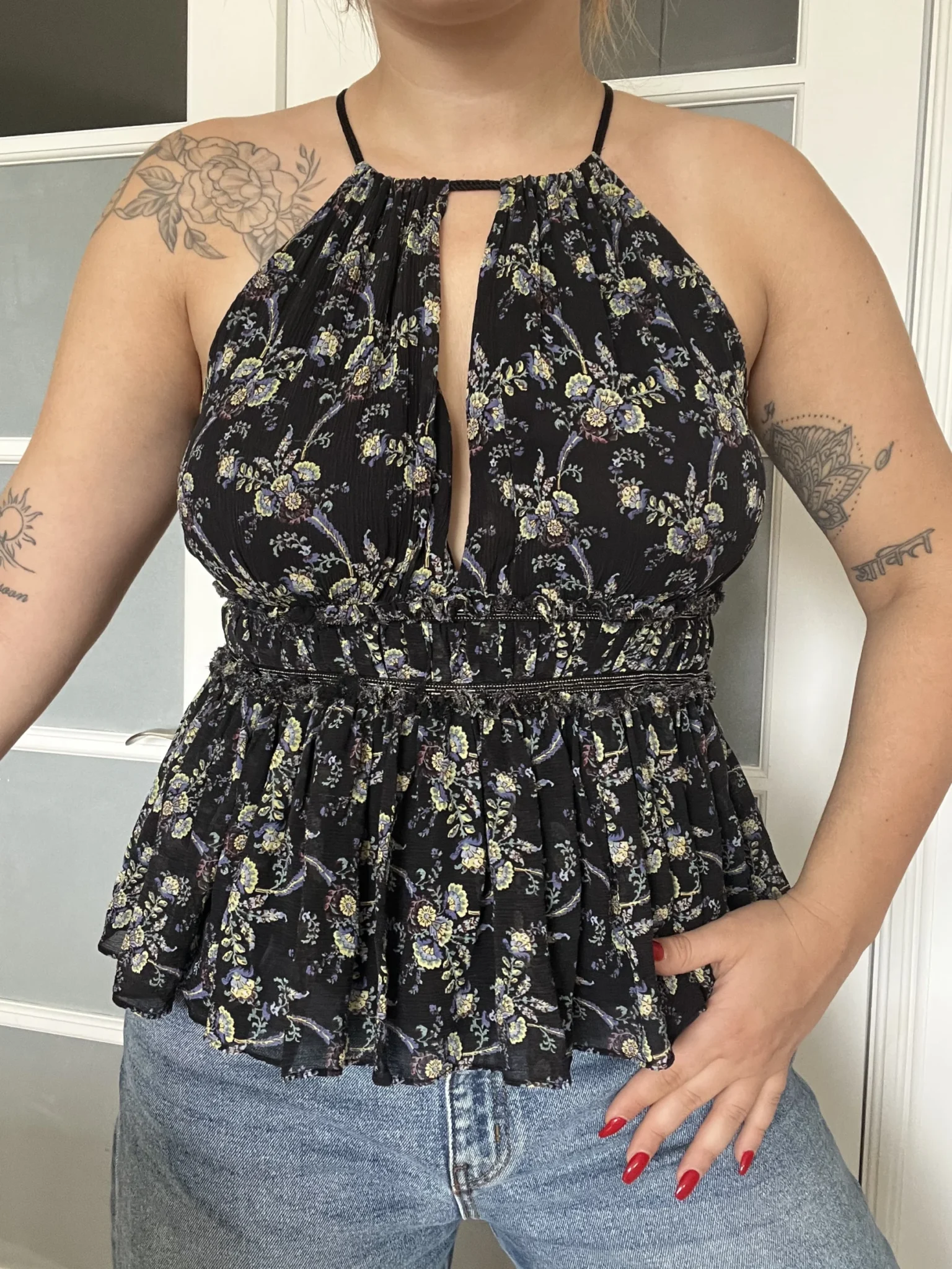 Image for The Kooples Sunrise silk floral top size 1 or M