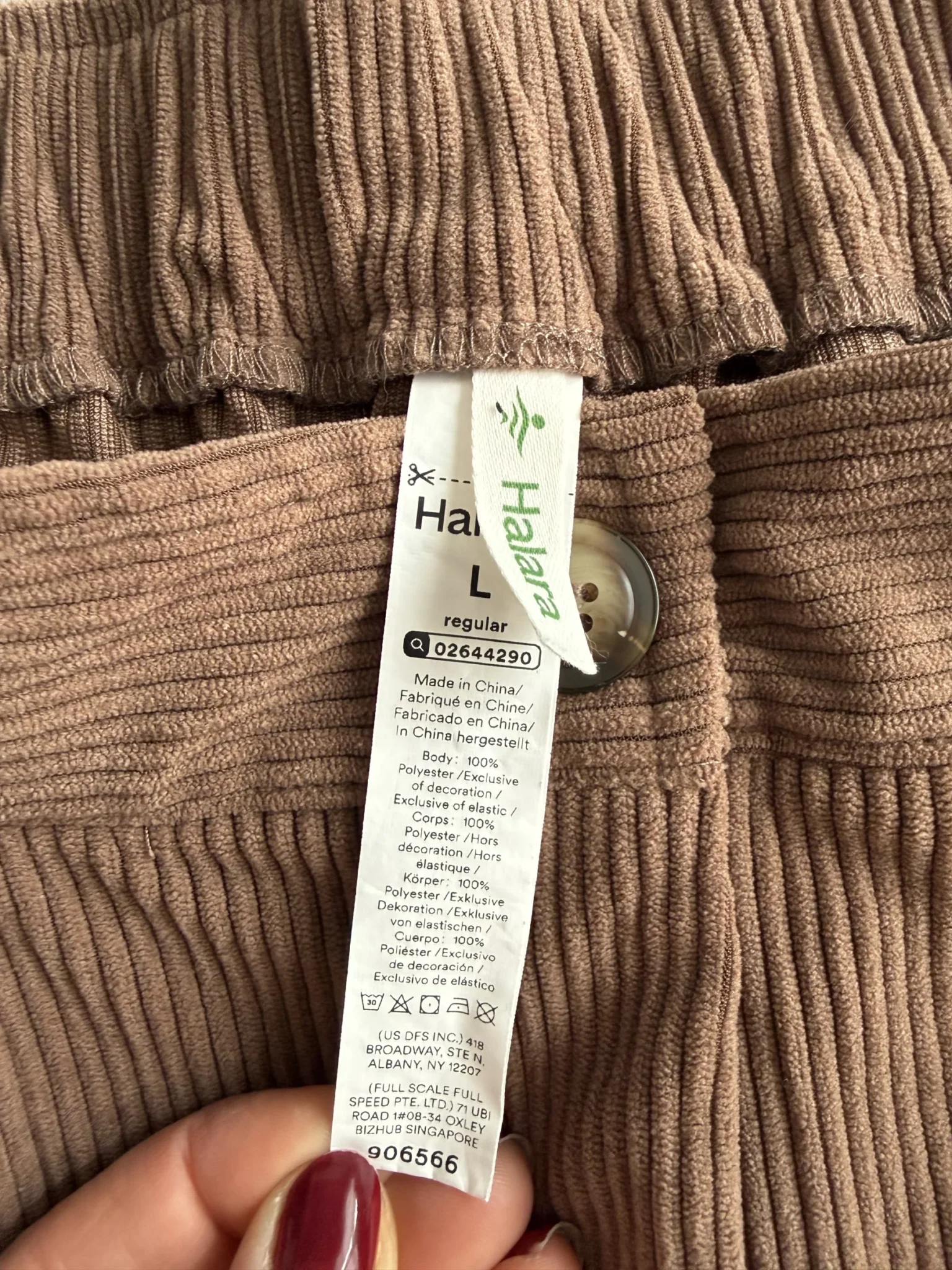 Image for Pantalon Halara brun côtelé