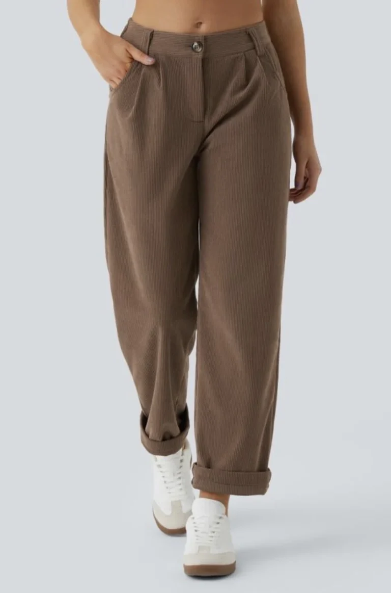 Image for Pantalon Halara brun côtelé