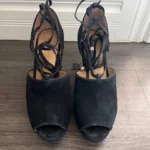 Featured thumbnail for Sandales compensées en daim bleu - Michael Kors