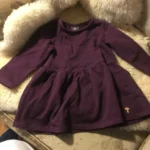 Thumbnail for Robe couleur mauve 🍇 petits cœurs bleus, 6 - 12 mois