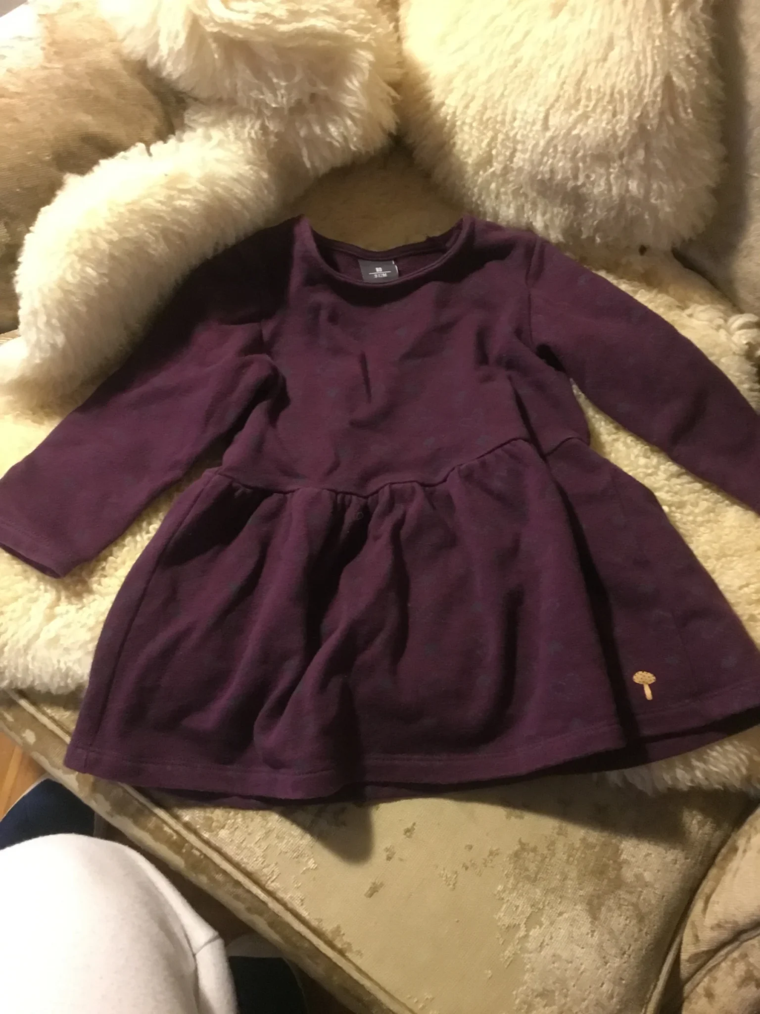 Image for Robe couleur mauve 🍇 petits cœurs bleus, 6 - 12 mois