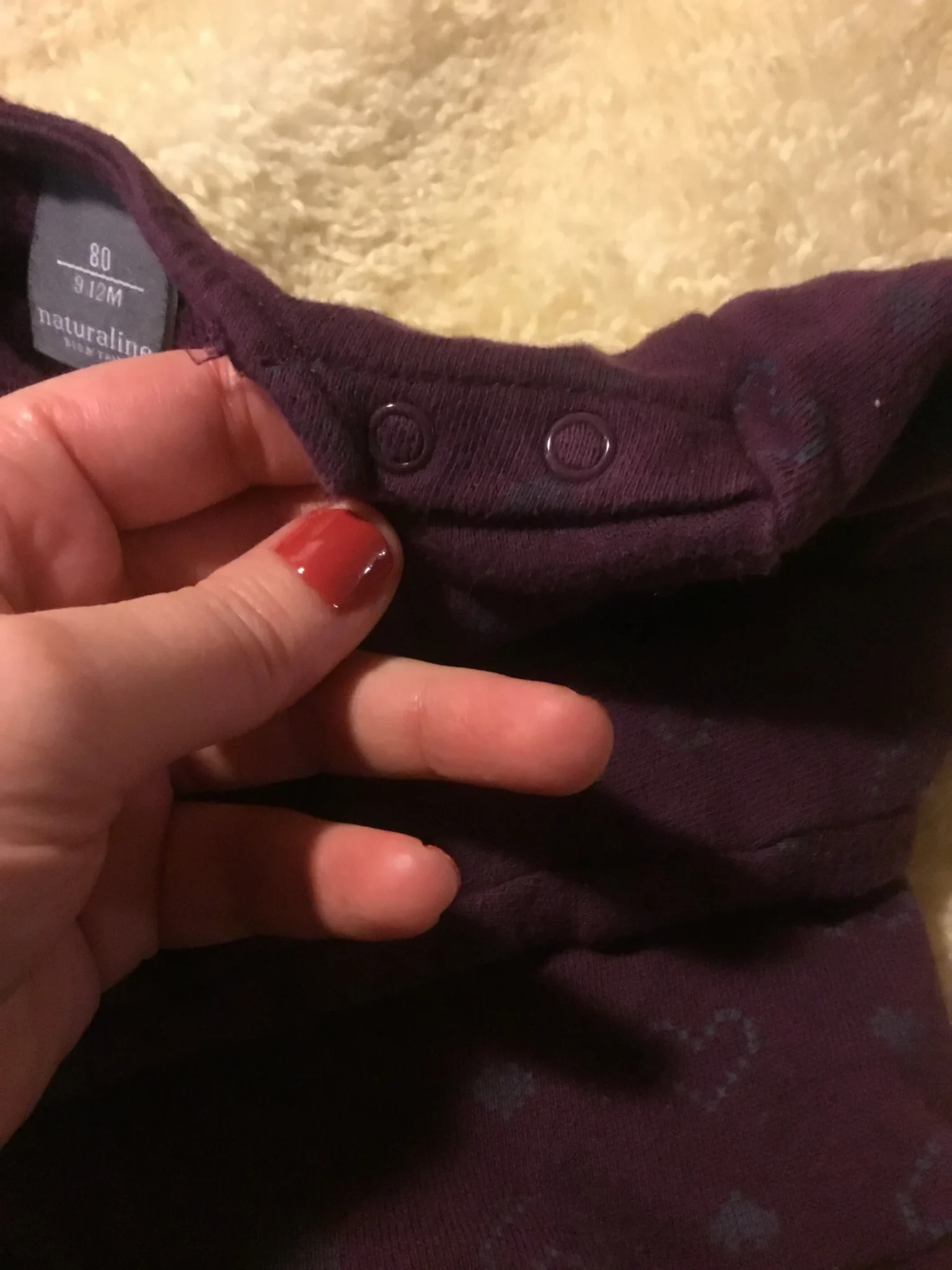 Image for Robe couleur mauve 🍇 petits cœurs bleus, 6 - 12 mois