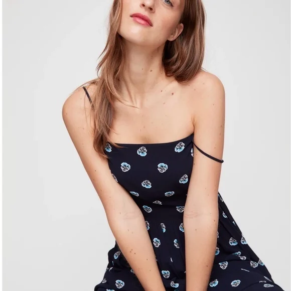 Image for Size 2 navy blue floral Babaton dress