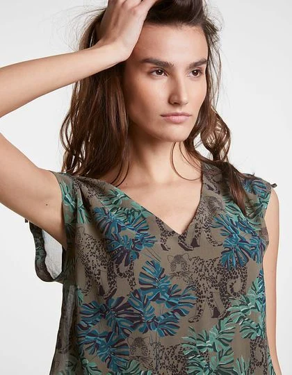 Image for IKKS Paris khaki patterned dress size S (34)