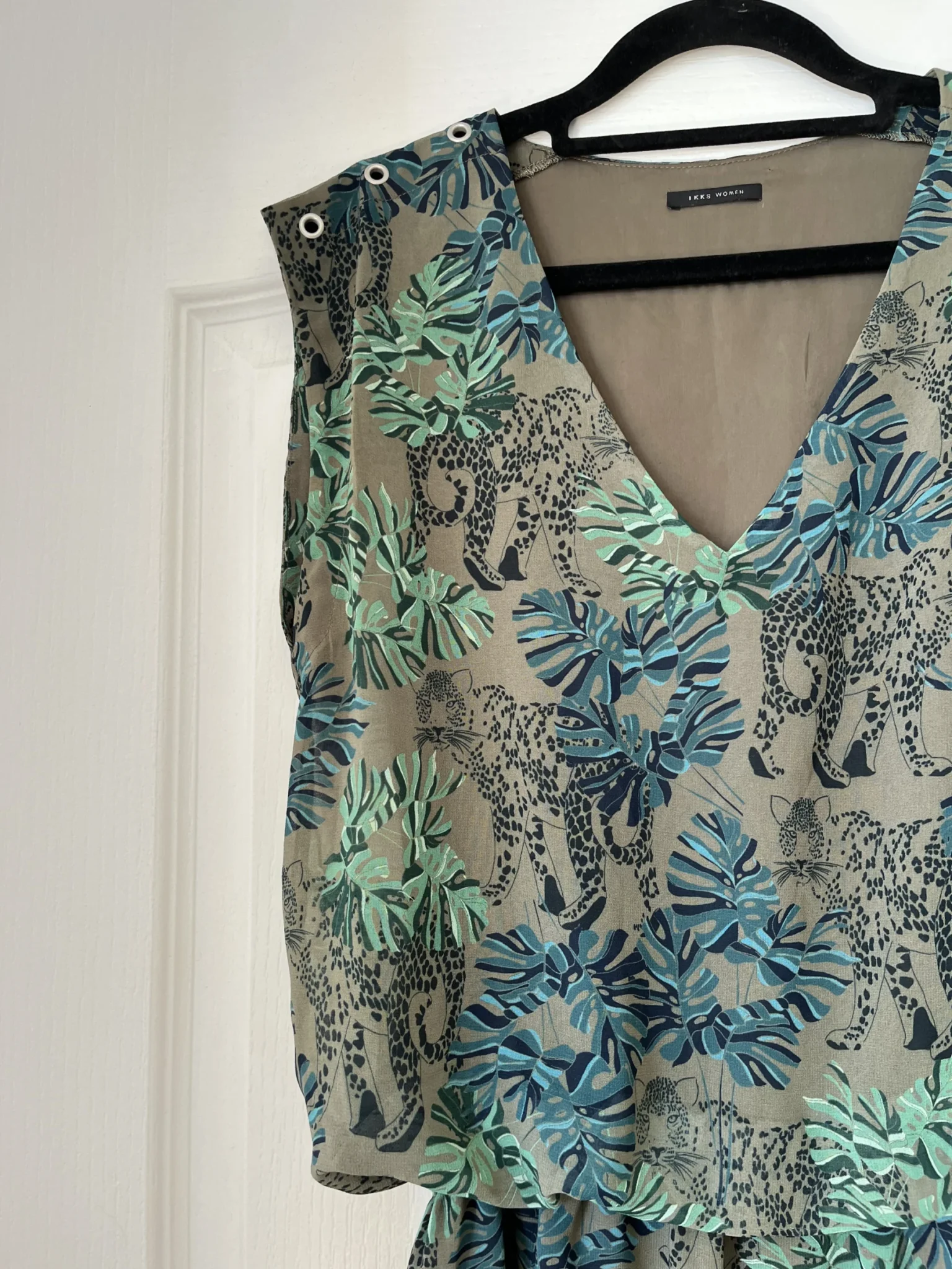 Image for IKKS Paris khaki patterned dress size S (34)