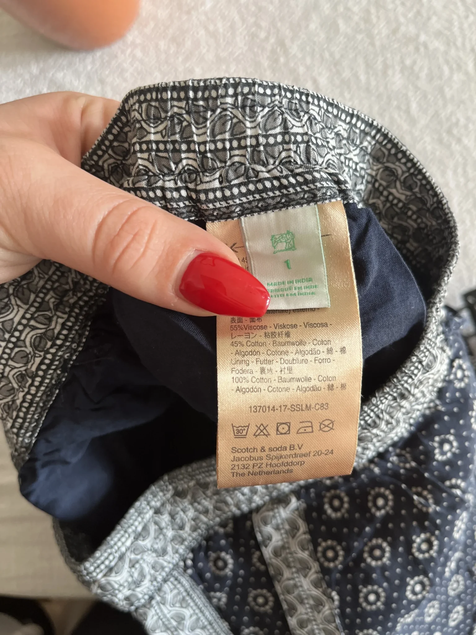 Image for Scotch and Soda women's trousers size 1 navy blue patterned