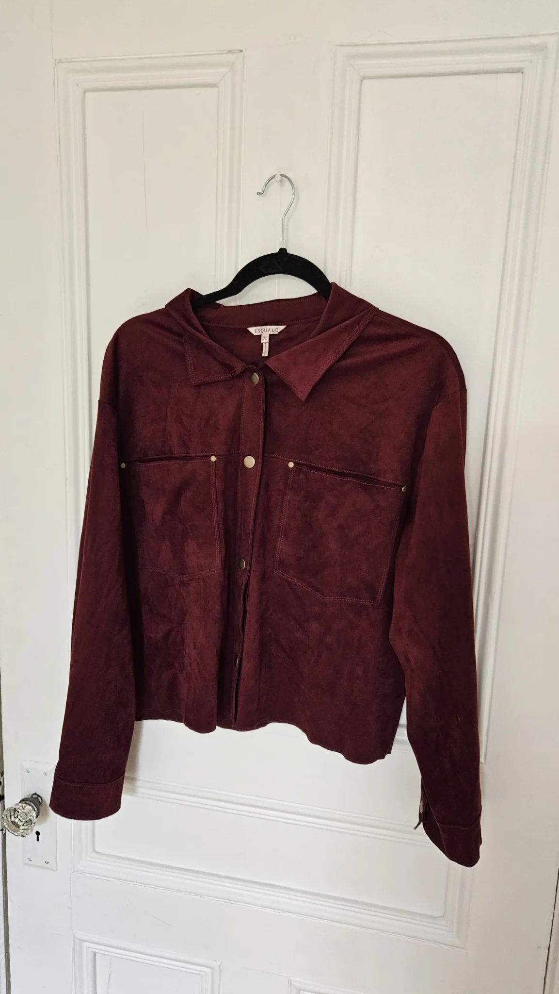 Featured image for Esqualo veste-manteau immitation suede rouge bourgogne foncé