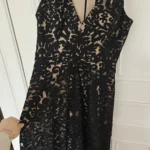 Featured thumbnail for Melanie Lyne made in USA BA Nites robe maxi dentelle noire