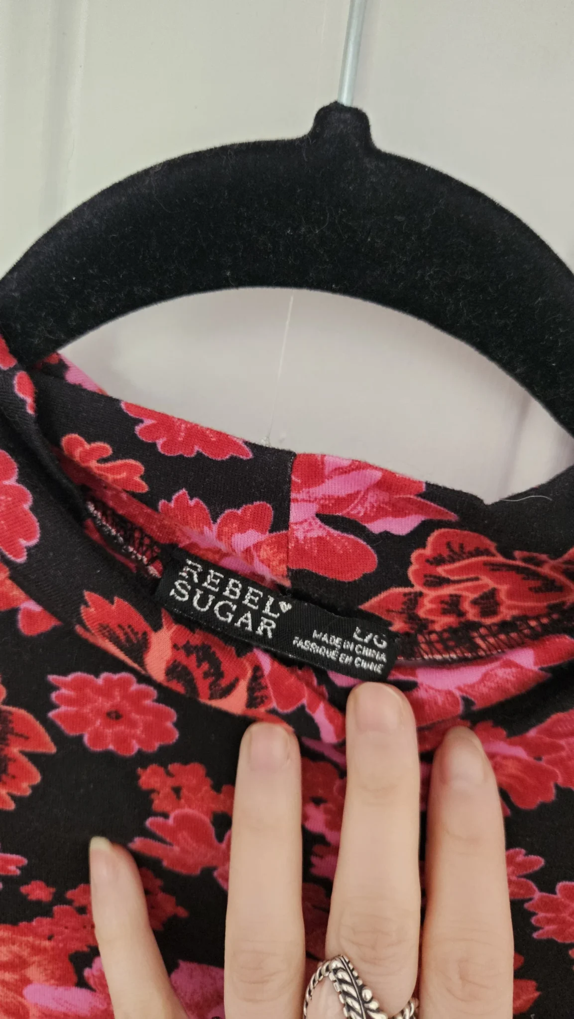 Image for Robe floral Rebel Sugar rouge rose et noire