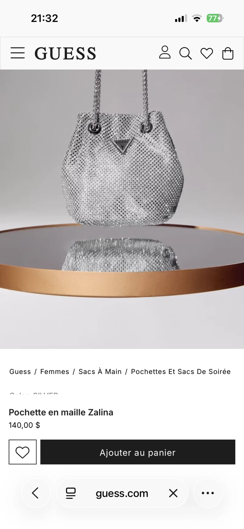 Image for Pochette en maille émeraude guess neuve