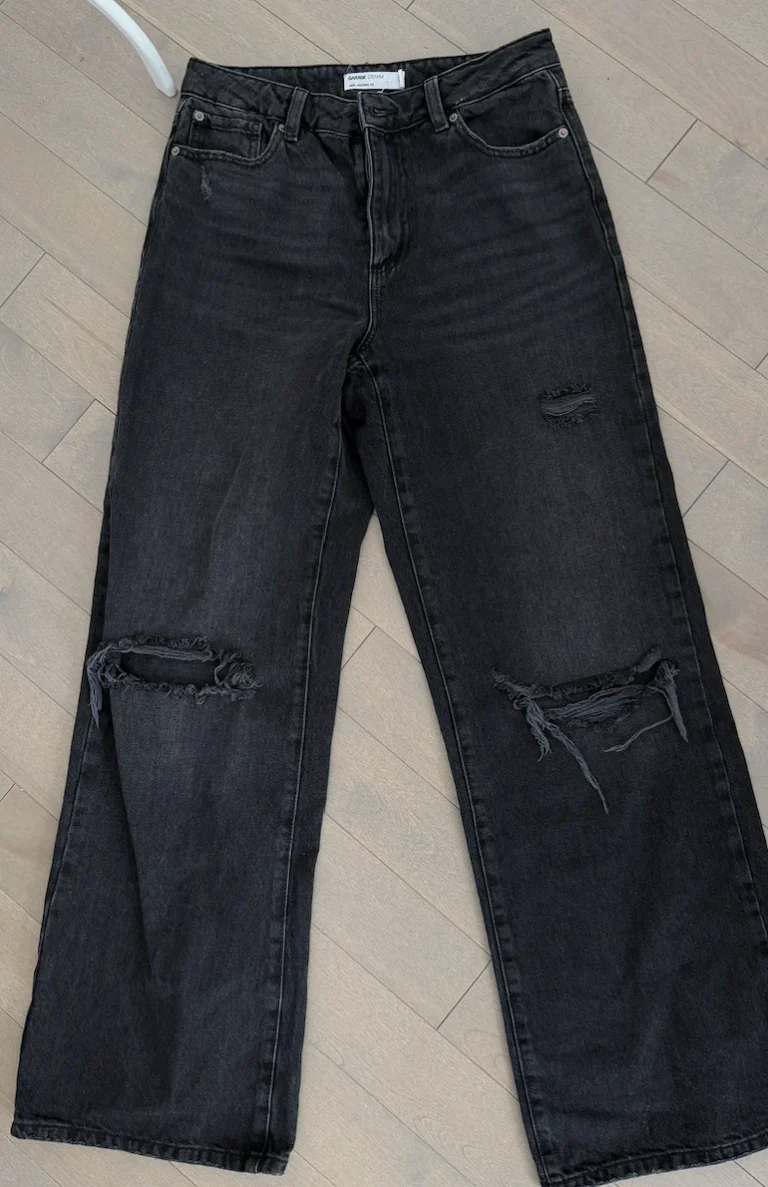 Featured image for Jeans noirs délavés style wide leg