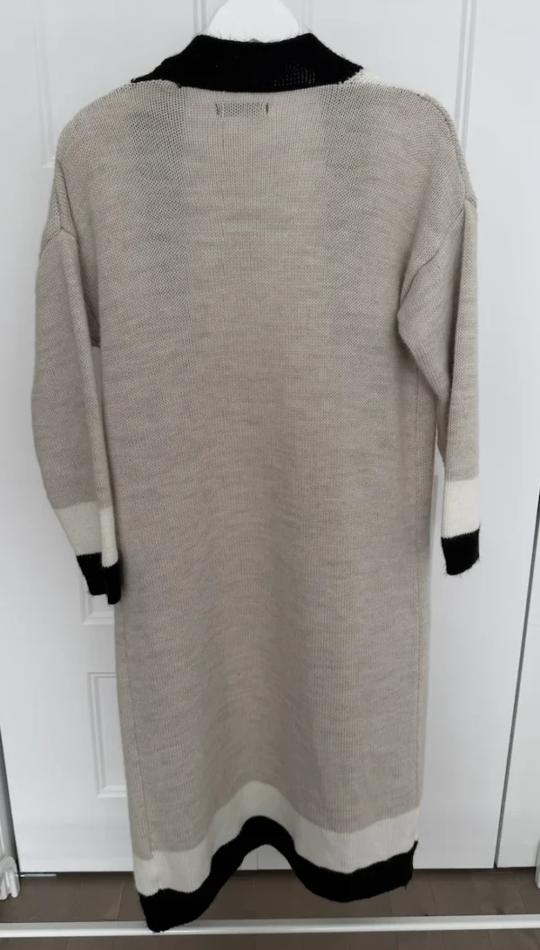 Image for Long cardigan tricot beige, crème et noir