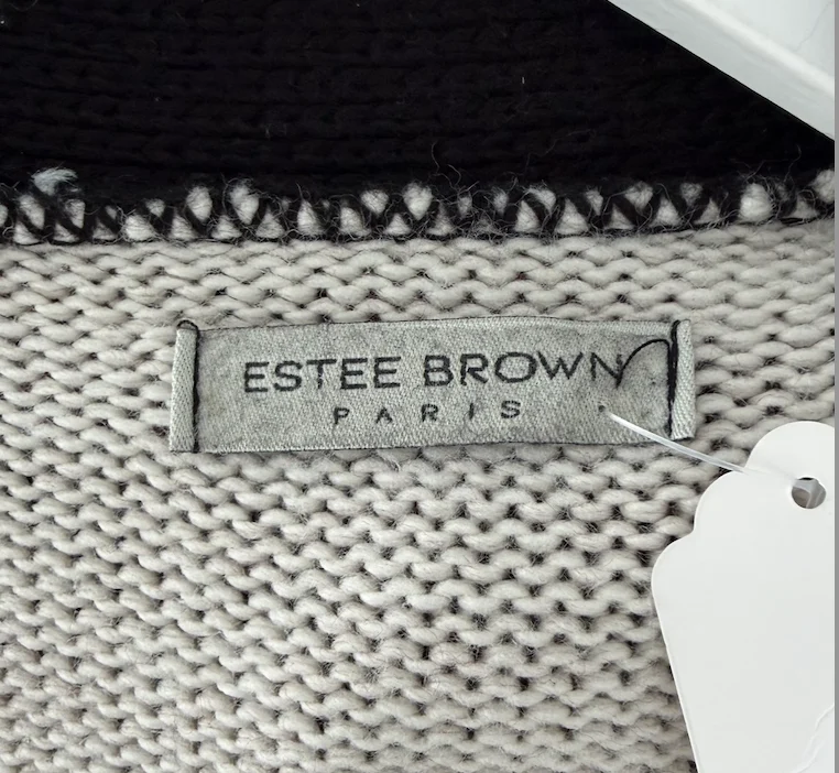 Image for Long cardigan tricot beige, crème et noir