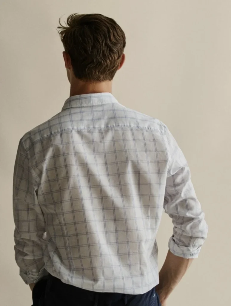 Image for White checked shirt - Massimo Dutti