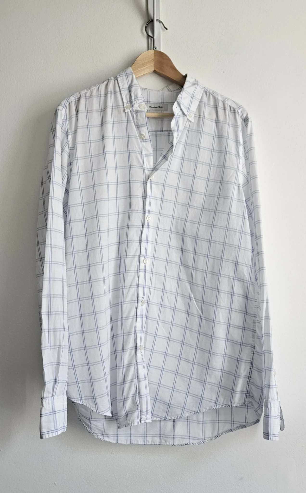 Image for White checked shirt - Massimo Dutti