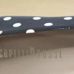 Thumbnail for Capelli Rossi, escarpin, talon bloc, cuir verni noir à pois crème.