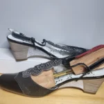 Thumbnail for Un tour en ville, sandale , bride arrière ajustable, cuir verni noir, souple