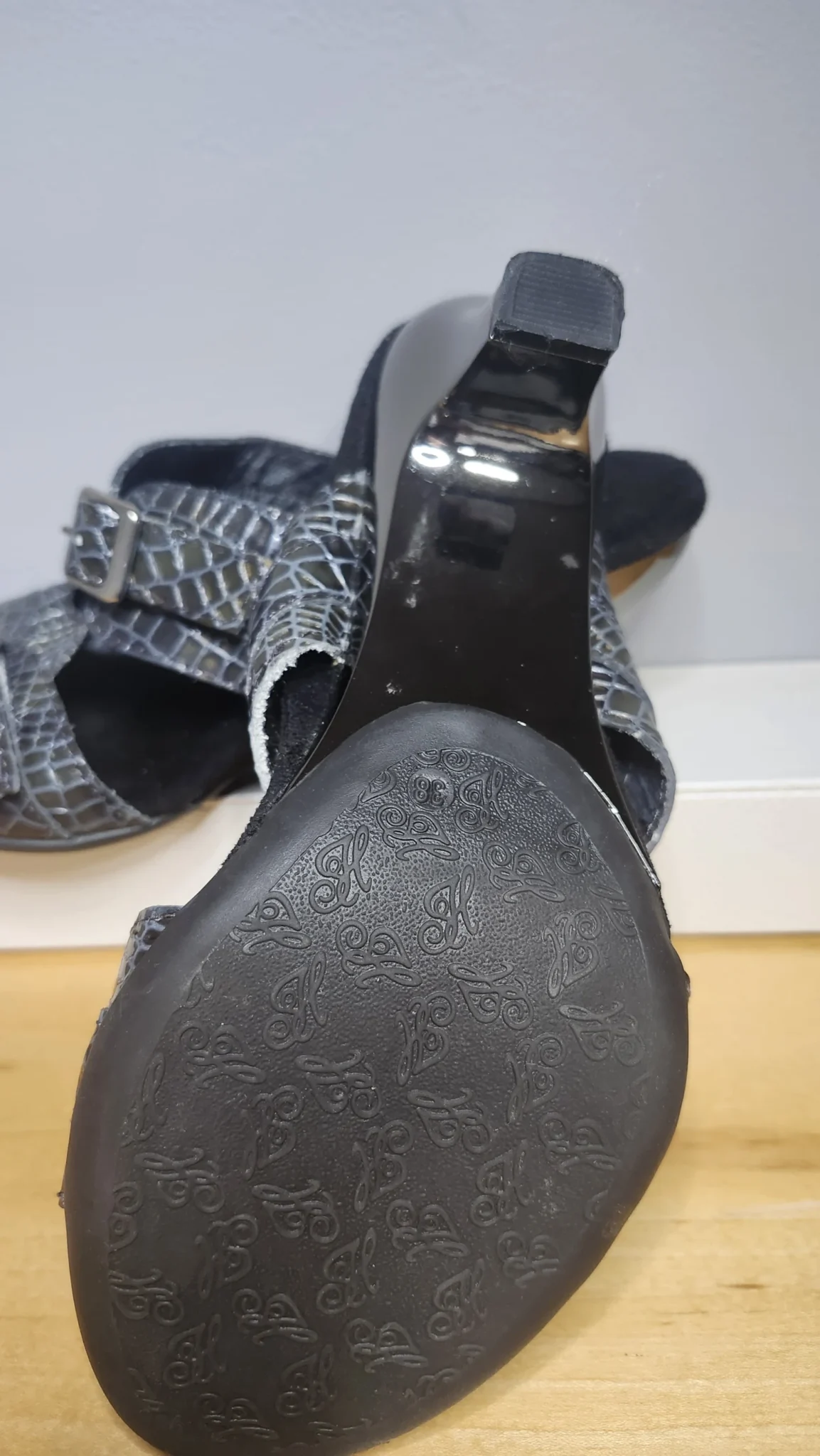 Image for Helle Comfort, sandale/mule, métallique gris/noir. Courroie ajustable.