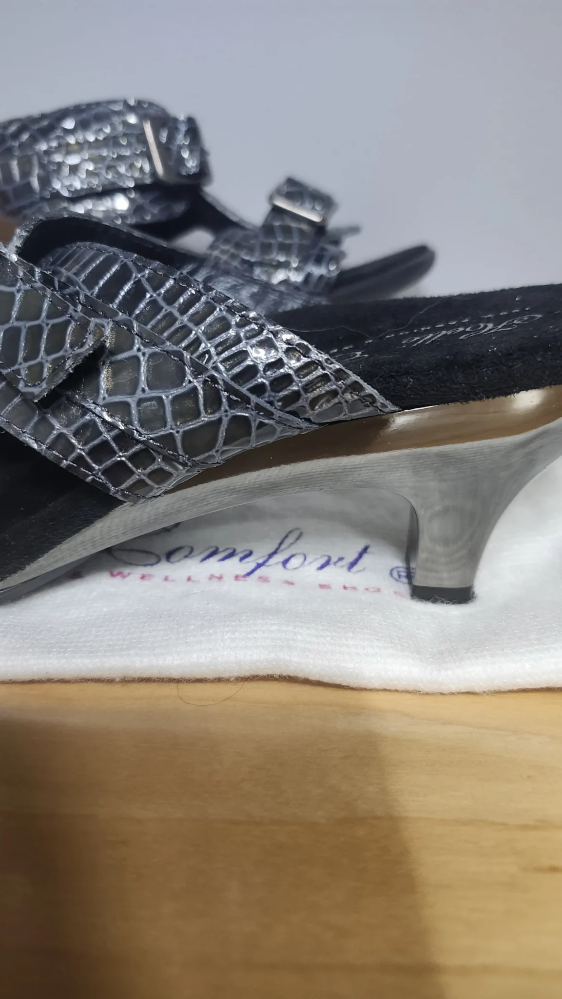 Image for Helle Comfort, sandale/mule, métallique gris/noir. Courroie ajustable.