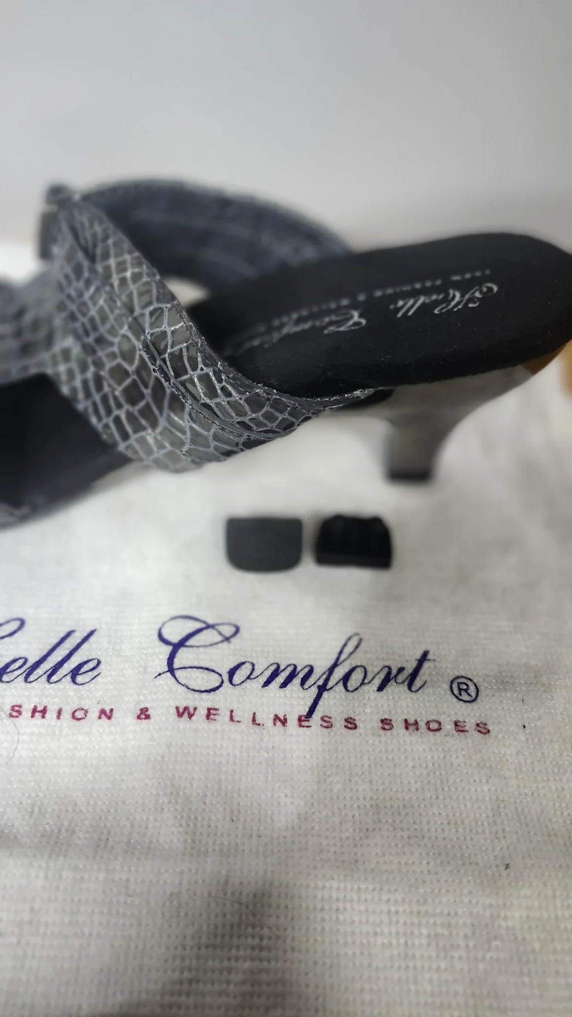 Image for Helle Comfort, sandale/mule, métallique gris/noir. Courroie ajustable.
