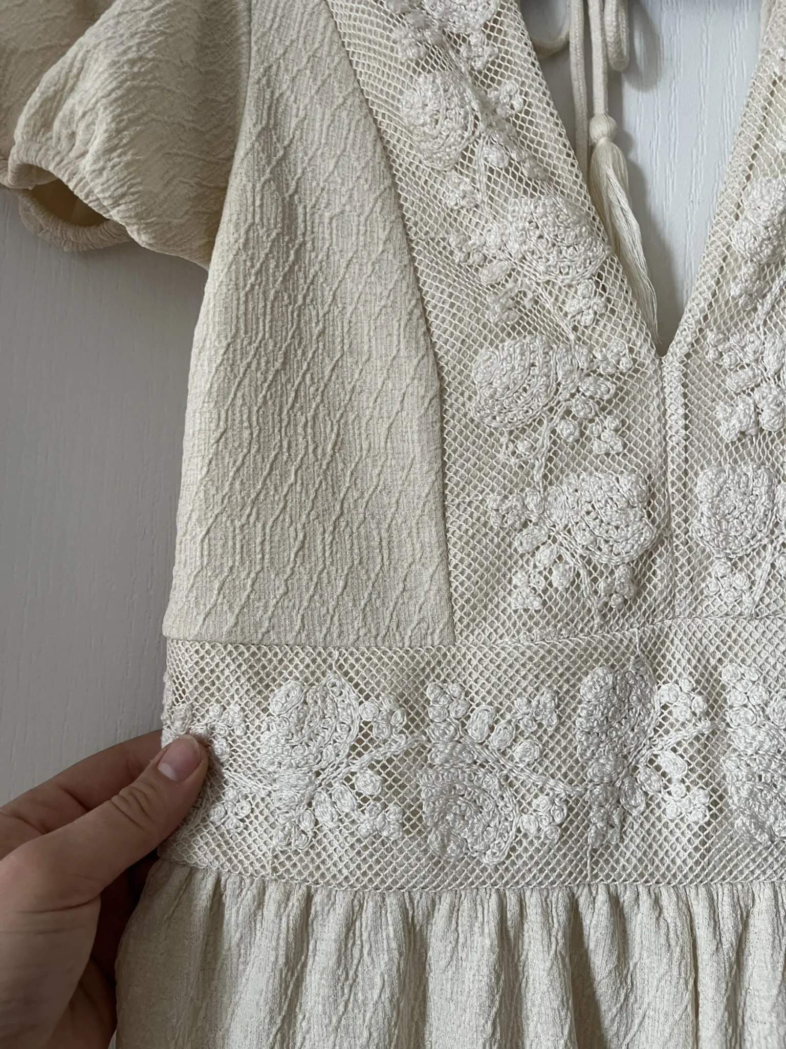 Image for Zara beige short jumpsuit with embroidery size L