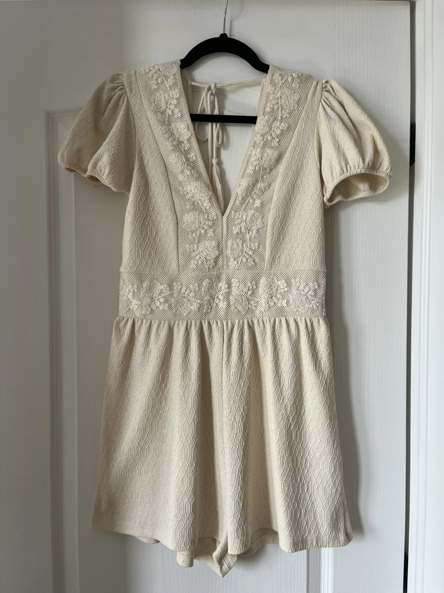 Image for Zara beige short jumpsuit with embroidery size L