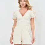 Thumbnail for Zara beige short jumpsuit with embroidery size L