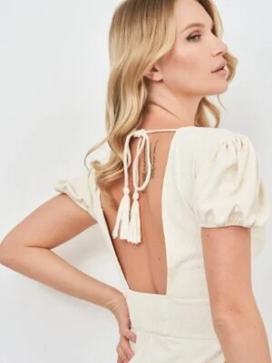 Image for Zara beige short jumpsuit with embroidery size L
