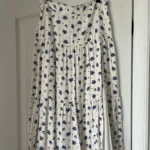 Thumbnail for Sézane long white skirt with blue floral pattern size 40
