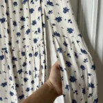 Thumbnail for Sézane long white skirt with blue floral pattern size 40