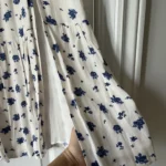 Thumbnail for Sézane long white skirt with blue floral pattern size 40