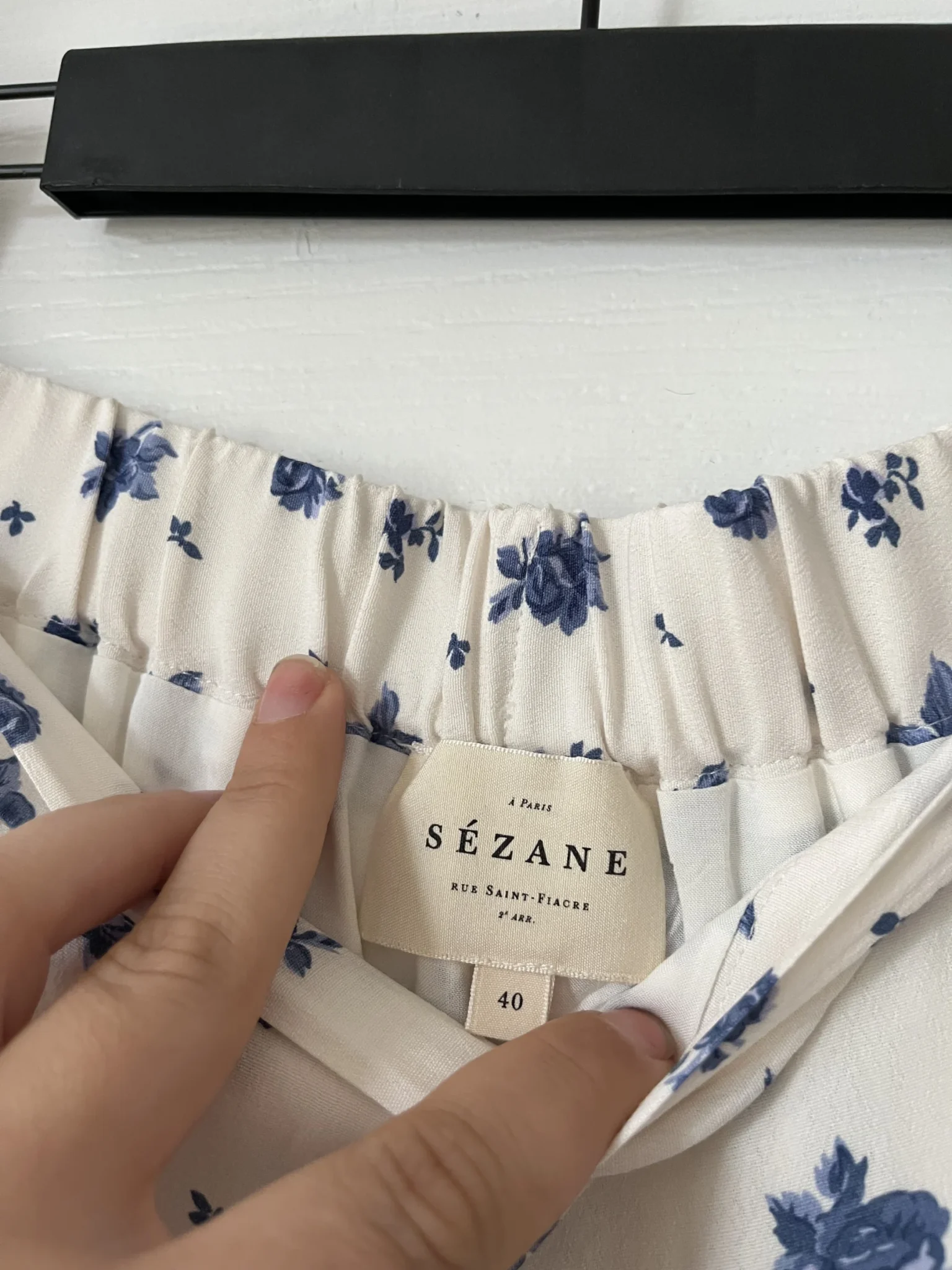 Image for Sézane long white skirt with blue floral pattern size 40
