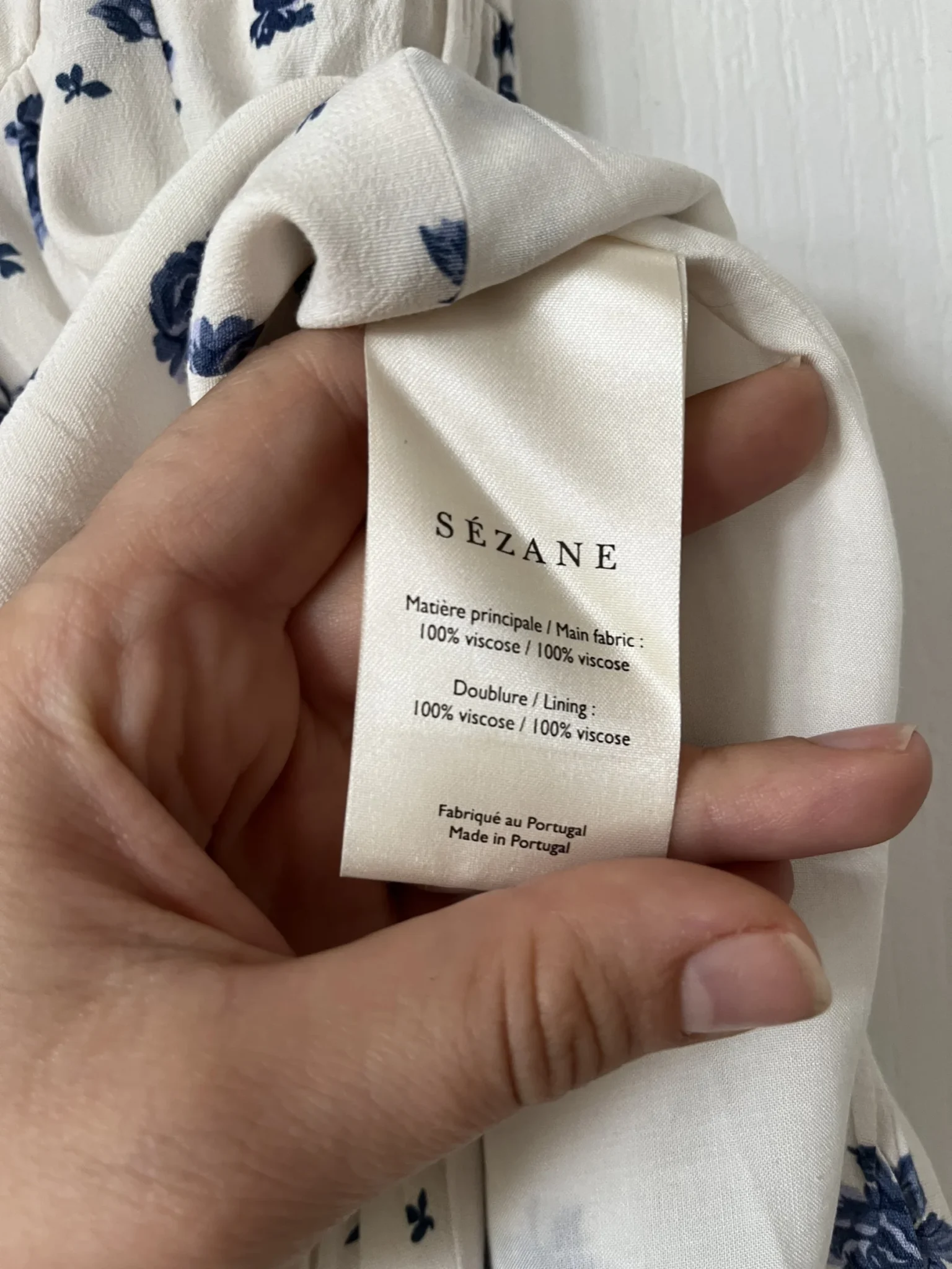 Image for Sézane long white skirt with blue floral pattern size 40