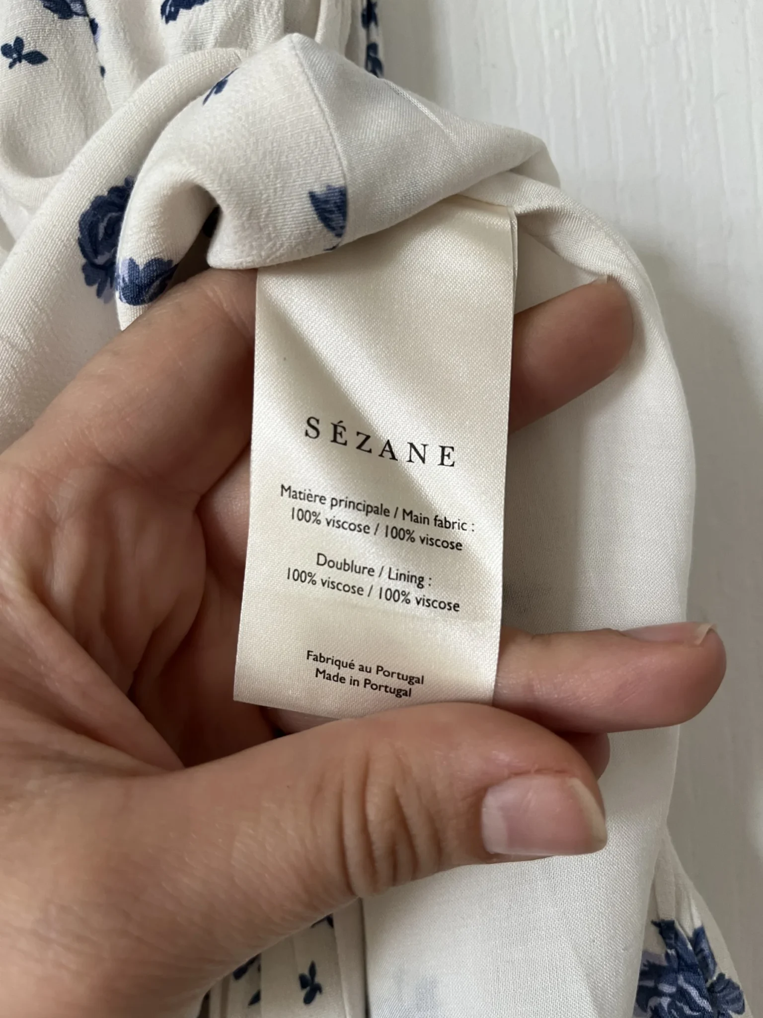 Image for Sézane long white skirt with blue floral pattern size 40